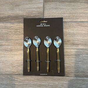New Set of 4 Cocktail Spoons color Gold Handle and Silver top